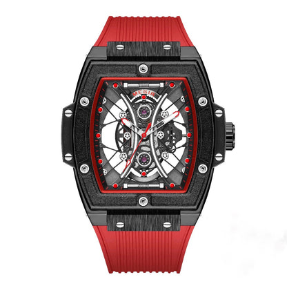 Apex Skeleton Mechanical Watch with Red Strap