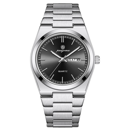 BIANCO watch with black dial and silver steel bracelet