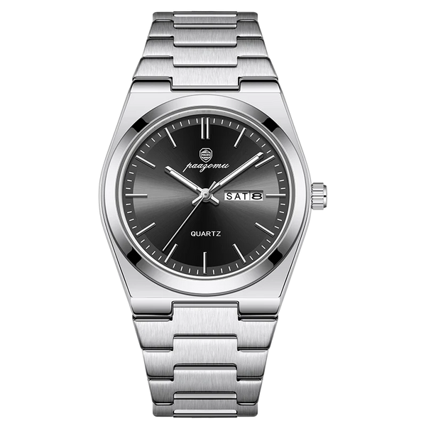 BIANCO watch with black dial and silver steel bracelet
