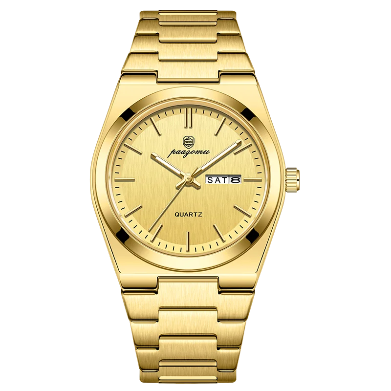 BIANCO watch with gold dial and gold steel bracelet