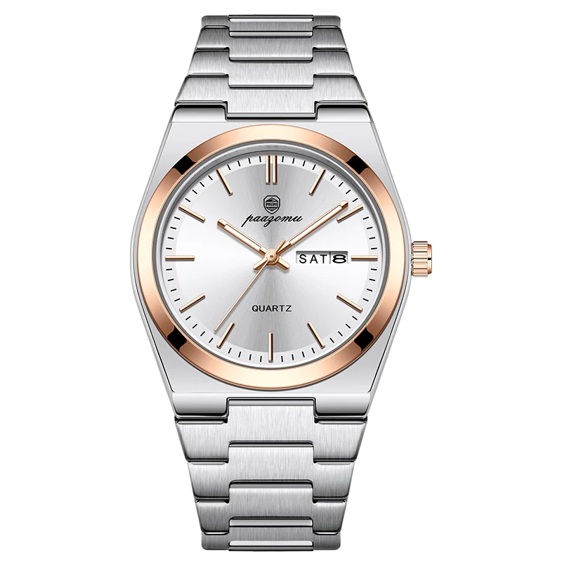 BIANCO watch with silver dial and rose gold bezel