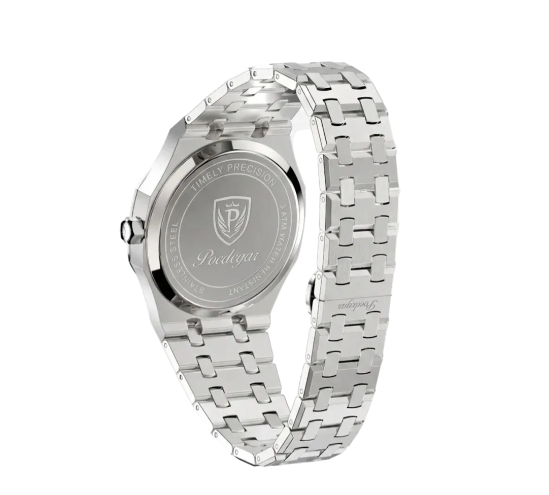 Back view of Polaris steel integrated bracelet watch