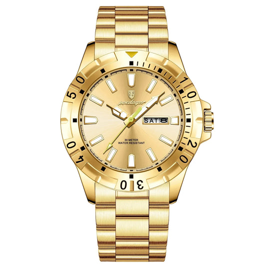 Gold Valemere Quartz Watch with stainless steel band and water resistance