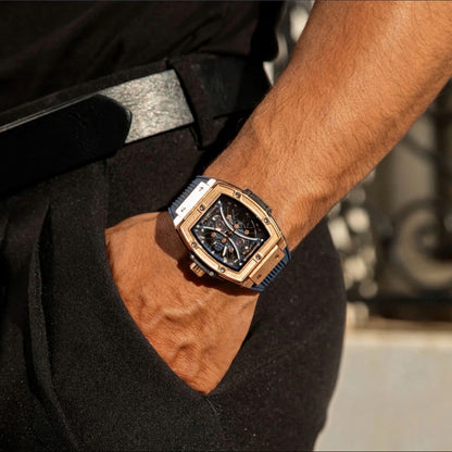 Lifestyle wrist shot of the Polararc Apex openworked watch