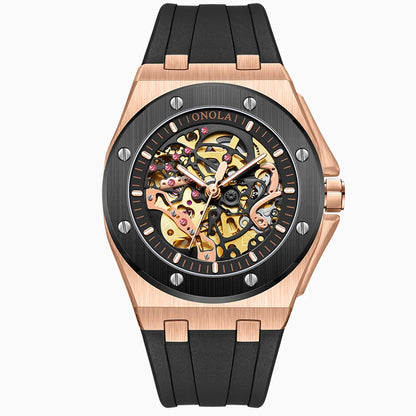 Noble Oak rose gold skeleton watch