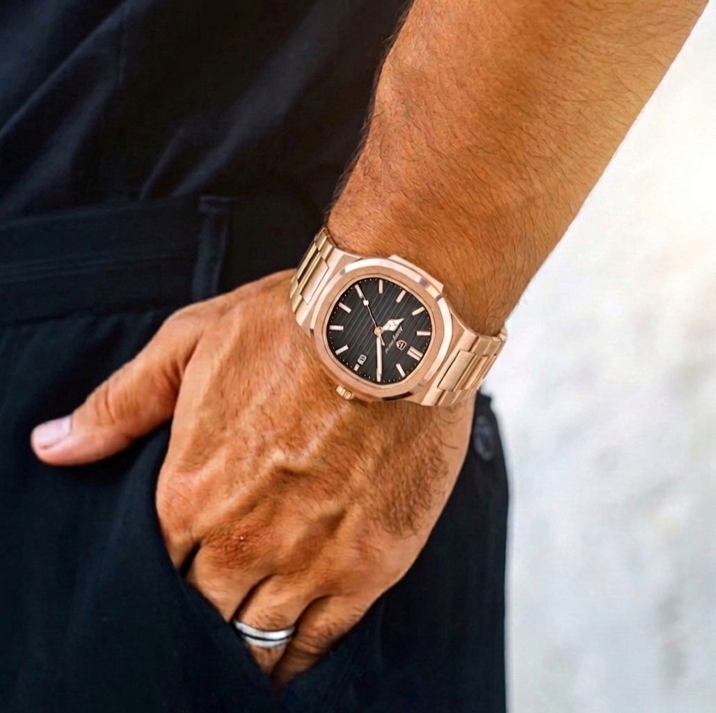 Polararc Ambra luxury integrated bracelet sport watch in rose gold