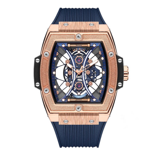 Polararc Apex skeletonised mechanical watch with blue rubber strap