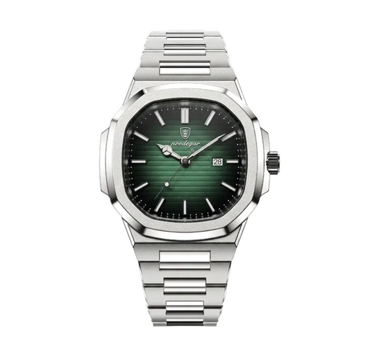 Polararc Aspen stainless steel wristwatch with green dial and date display
