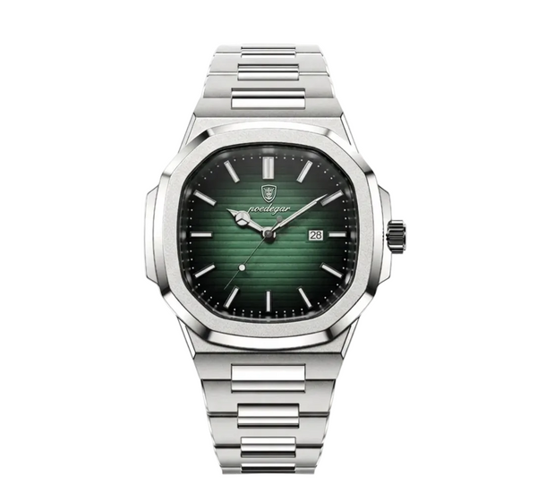 Polararc Aspen stainless steel wristwatch with green dial and date display