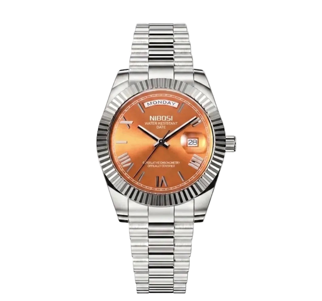 Corsa luxury watch with orange dial