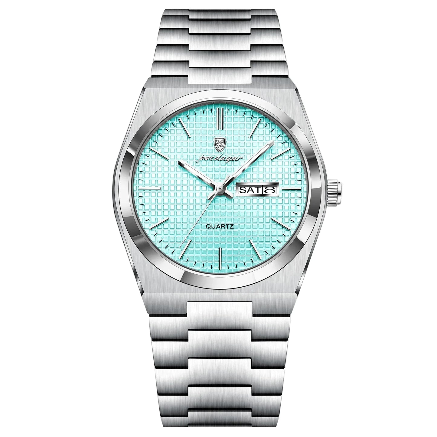 Polararc Glacial luxury quartz watch with light blue dial