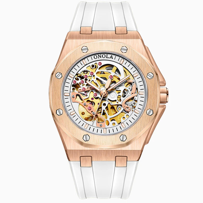 Polararc Noble Oak rose gold skeleton watch