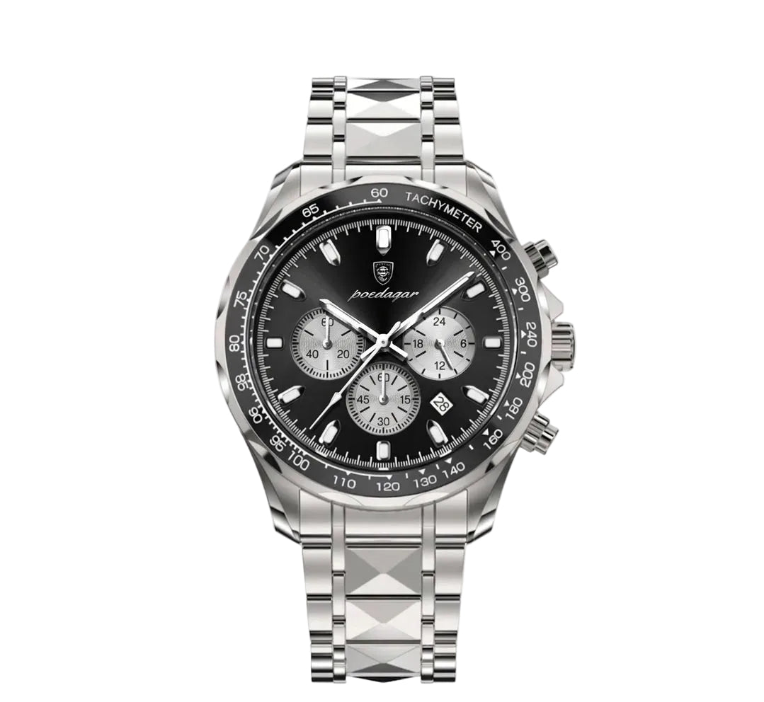 Polararc Rivale black chronograph watch with black bezel