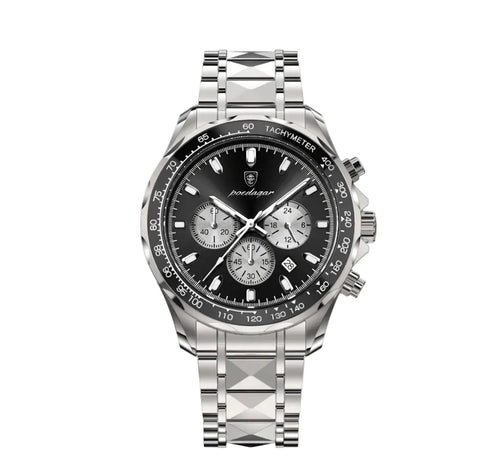 Polararc Rivale black chronograph watch with black bezel