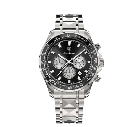 Polararc Rivale black chronograph watch with black bezel