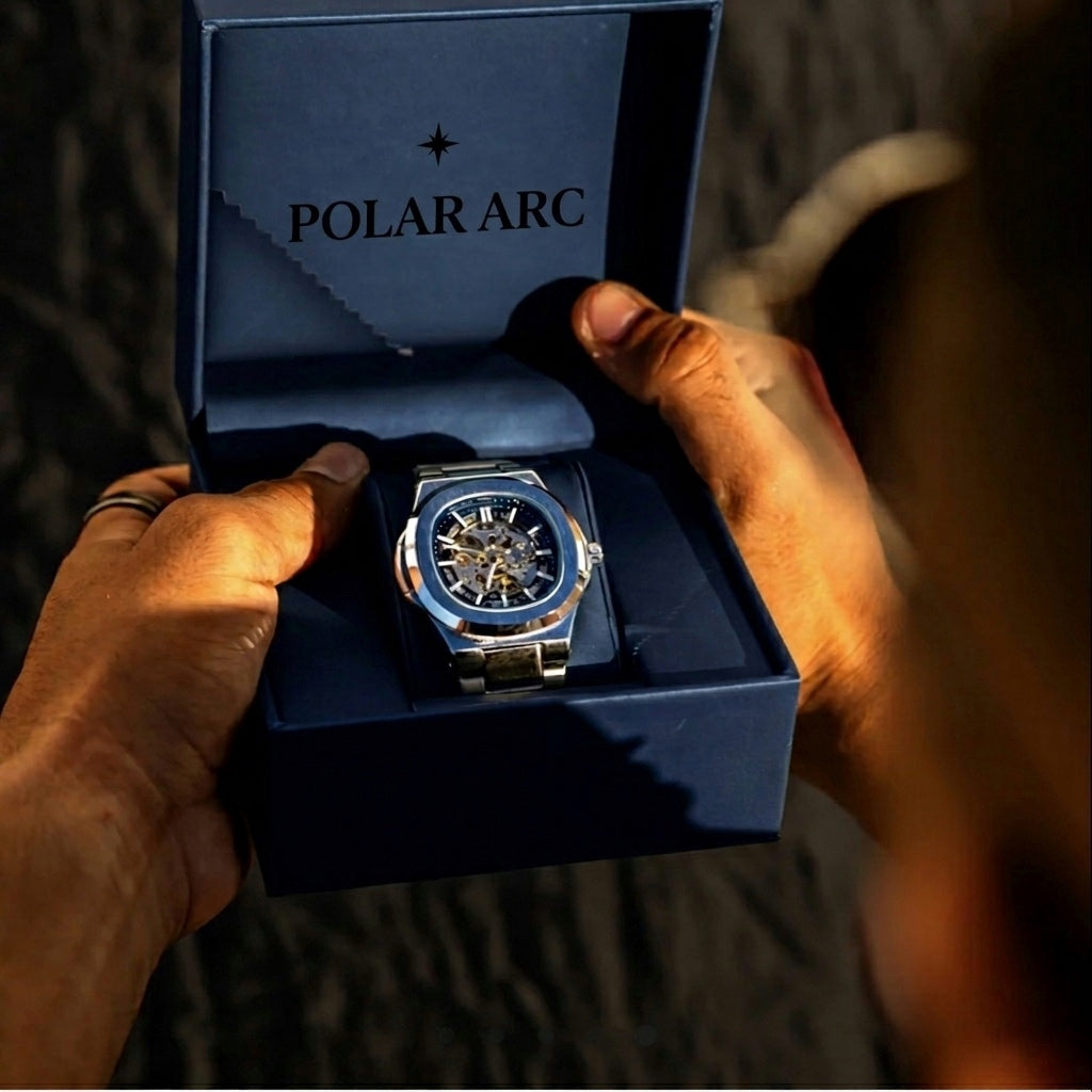 Polararc Skeleton Hollow Tonneau Skeleton Automatic Watch in box