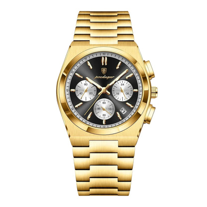 Polararc luxury gold chronograph watch with black dial