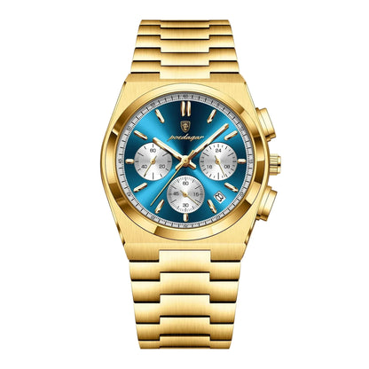 Polararc luxury gold chronograph watch with blue dial