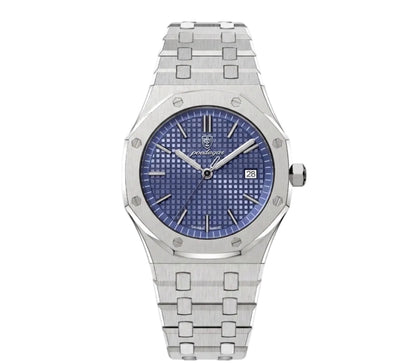 Polaris men's integrated steel watch with textured blue dial