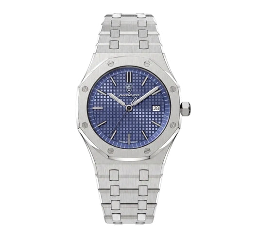 Polaris men's integrated steel watch with textured blue dial