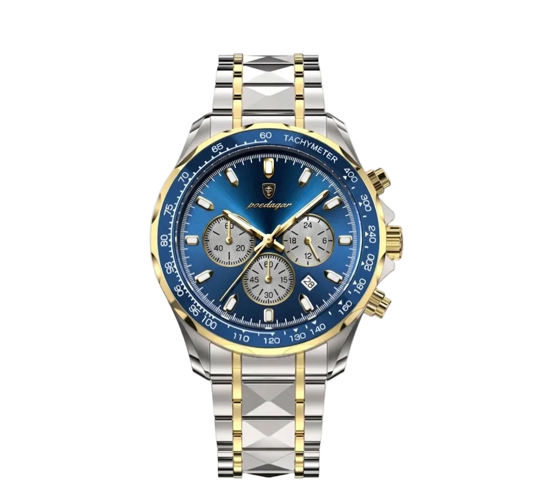 Rivale watch with blue dial and gold accents