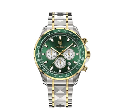 Rivale watch with green dial and stainless steel and gold band