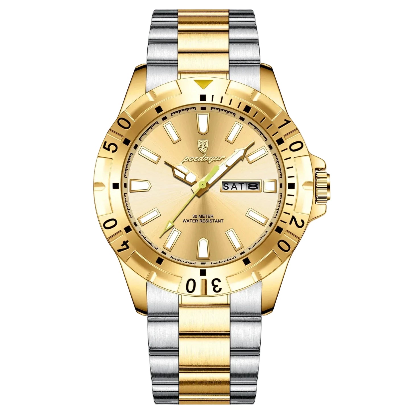 Polararc Sliver and Gold Valemere Quartz Watch stainless steel band and water resistance