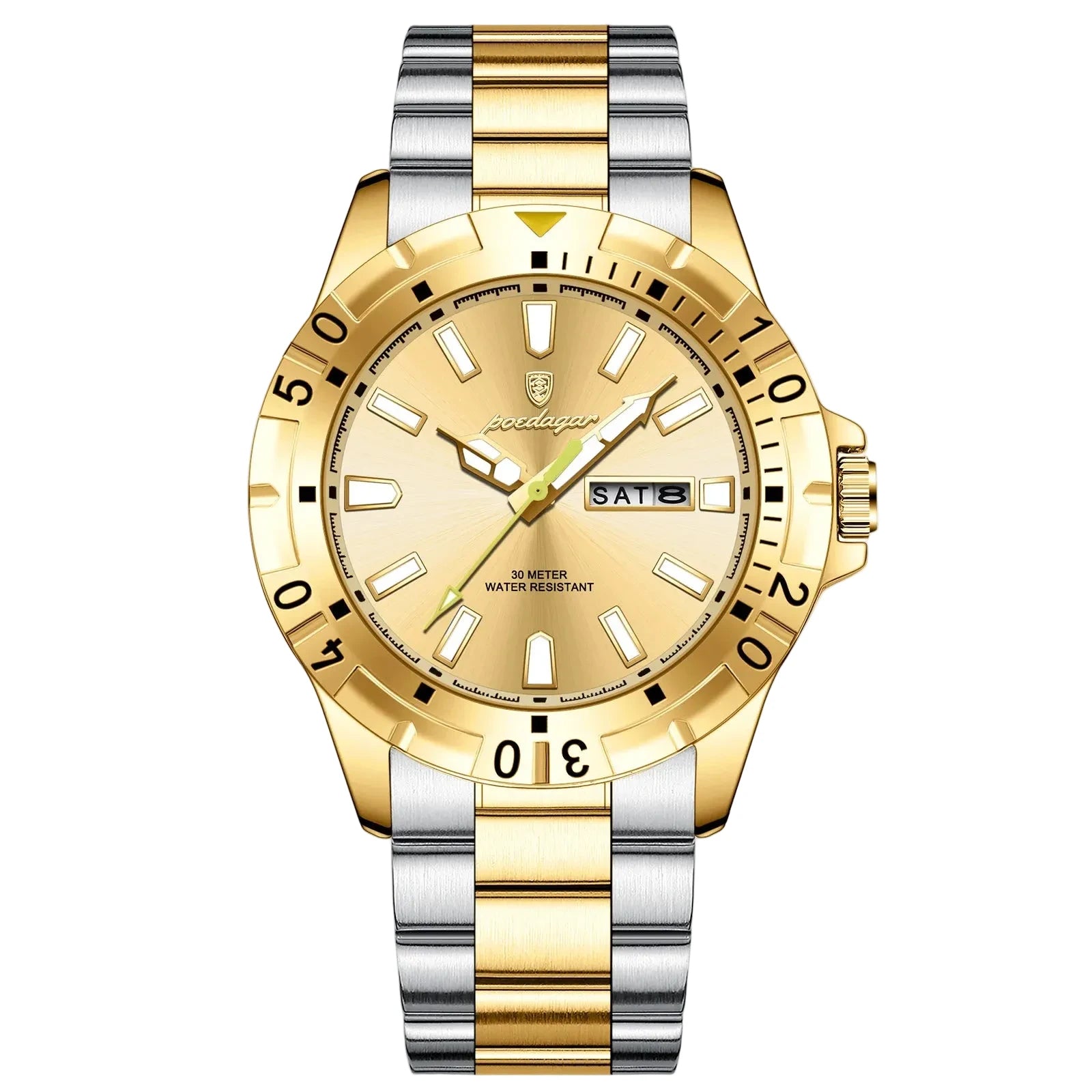 Polararc Sliver and Gold Valemere Quartz Watch stainless steel band and water resistance
