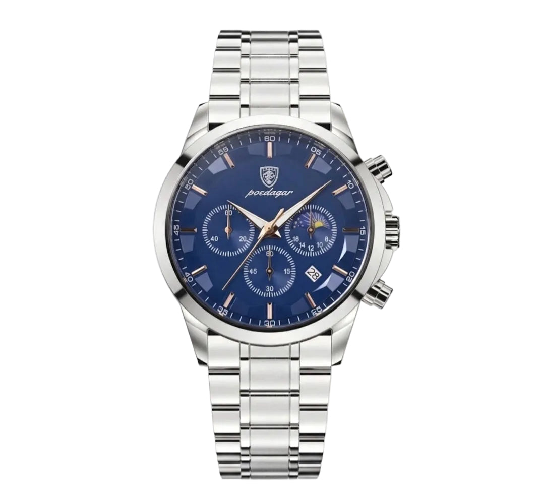 Vanta watch with blue dial and stainless steel band